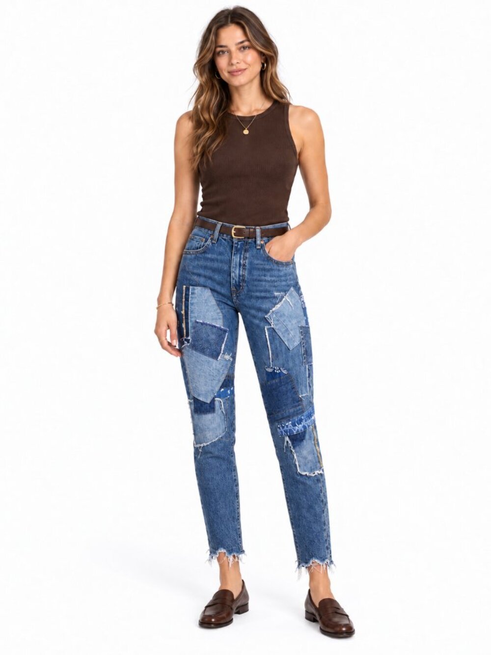 Ralph Lauren Avery Distressed Patchwork Boyfriend Jeans